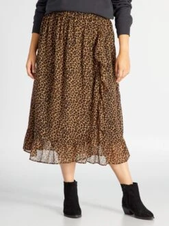 Falda Midi Con Estampado - BEIGE -Zalaris Tienda falda midi con estampado beige ajo88 2 frb2