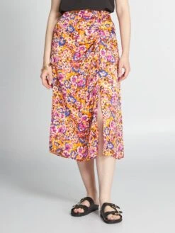 Falda Midi Con Estampado De Flores - FLORES -Zalaris Tienda falda midi con estampado de flores flores atn76 1 frb2