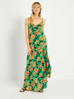 Falda Midi Con Estampado - NEGRO