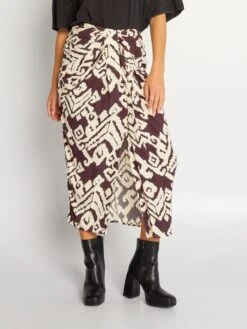 Falda Midi Con Estampado - Púrpura -Zalaris Tienda falda midi con estampado purpura azo90 1 frb2