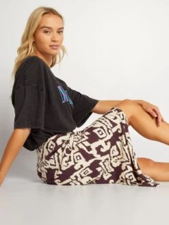 Falda Midi Con Estampado - Púrpura -Zalaris Tienda falda midi con estampado purpura azo90 1 frb4