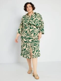 Falda Midi Con Estampado - VERDE