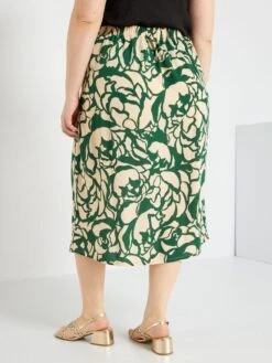 Falda Midi Con Estampado - VERDE -Zalaris Tienda falda midi con estampado verde aiu03 1 frb3