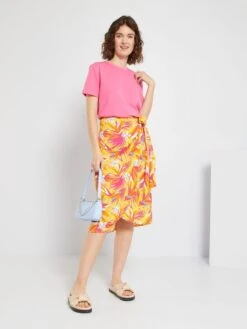 Falda Midi Cruzada Anudada - AMARILLO -Zalaris Tienda falda midi cruzada anudada amarillo zd142 3 frb2