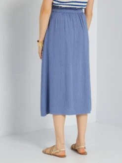 Falda Midi De Gasa De Algodón - Azul -Zalaris Tienda falda midi de gasa de algodon azul adv09 1 frb3