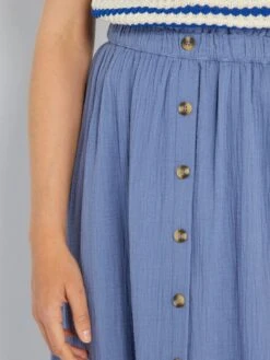 Falda Midi De Gasa De Algodón - Azul -Zalaris Tienda falda midi de gasa de algodon azul adv09 1 frb4