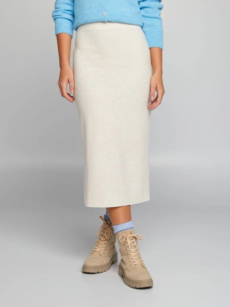 Falda Midi De Punto - Beige 4 Falda Midi De Punto - Beige - Imagen 2