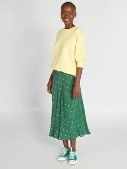 Falda Midi De Punto De Crepé - GREENDOTB8 -Zalaris Tienda falda midi de punto de crepe greendotb8 adv71 2 frb2