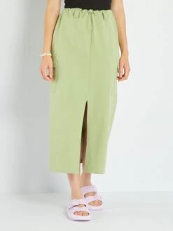 Falda Midi Estilo Paracaídas - CAQUI CLARO -Zalaris Tienda falda midi estilo paracaidas caqui claro avg04 1 frb2