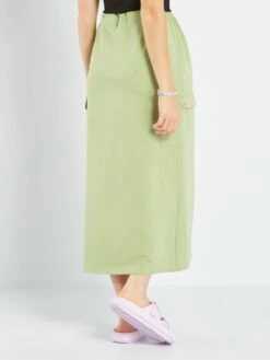 Falda Midi Estilo Paracaídas - CAQUI CLARO -Zalaris Tienda falda midi estilo paracaidas caqui claro avg04 1 frb3