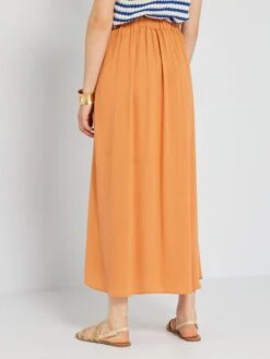 Falda Midi Georgette - MARRON -Zalaris Tienda falda midi georgette marron ajy89 1 frb3