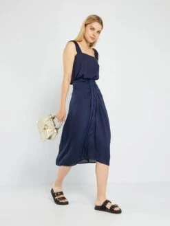 Falda Midi Lisa - Azul Marino -Zalaris Tienda falda midi lisa azul marino ato03 3 frb2