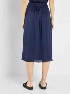 Falda Midi Lisa - Azul Marino -Zalaris Tienda falda midi lisa azul marino ato03 3 frb3