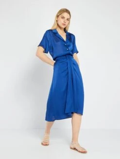 Falda Midi Lisa - Azul Oscuro -Zalaris Tienda falda midi lisa azul oscuro ato03 1 frb2