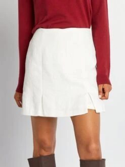 Falda Pantalón De Jacquard De Rizo - BEIGE -Zalaris Tienda falda pantalon de jacquard de rizo beige ayq45 1 frb3