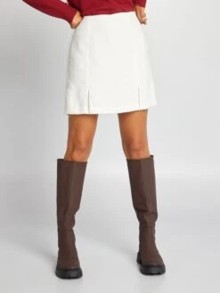 Falda Pantalón De Jacquard De Rizo - BEIGE -Zalaris Tienda falda pantalon de jacquard de rizo beige ayq45 1 frb5