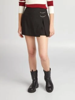 Falda Pantalón De Rayas - Negro