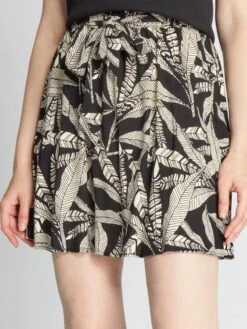 Falda Vaporosa Con Estampado - NEGRO