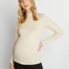 Jersey De Lactancia Con Cuello Alto - BEIGE