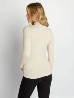 Jersey De Lactancia Con Cuello Alto - BEIGE -Zalaris Tienda jersey de lactancia con cuello alto beige akq37 1 frb3