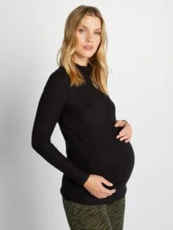 Jersey De Lactancia Con Cuello Alto - Negro