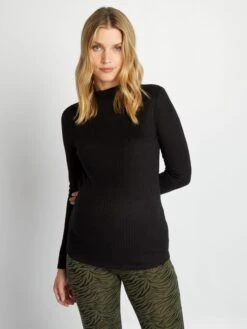 Jersey De Lactancia Con Cuello Alto - Negro -Zalaris Tienda jersey de lactancia con cuello alto negro akq37 3 frb3