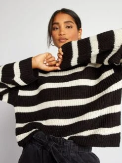 Jersey De Punto A Rayas 'JDY' - Negro A Rayas -Zalaris Tienda jersey de punto a rayas jdy negro a rayas amw14 4 frb2