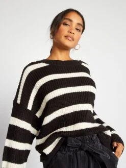 Jersey De Punto A Rayas 'JDY' - Negro A Rayas -Zalaris Tienda jersey de punto a rayas jdy negro a rayas amw14 4 frb5