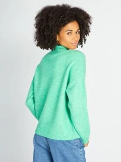 Jersey De Punto Con Cuello Alto - ABETO VERDE -Zalaris Tienda jersey de punto con cuello alto abeto verde aje28 4 frb2