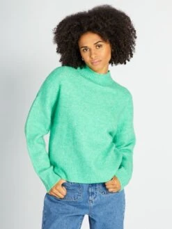 Jersey De Punto Con Cuello Alto - ABETO VERDE -Zalaris Tienda jersey de punto con cuello alto abeto verde aje28 4 frb3