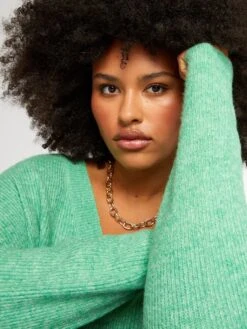 Jersey De Punto Con Cuello De Pico - Verde -Zalaris Tienda jersey de punto con cuello de pico verde aje31 4 frb2