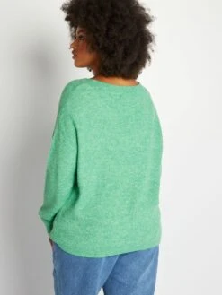 Jersey De Punto Con Cuello De Pico - Verde -Zalaris Tienda jersey de punto con cuello de pico verde aje31 4 frb4