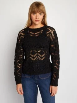 Jersey De Punto De Croché - Negro -Zalaris Tienda jersey de punto de croche negro azz76 1 frb2