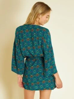Kimono De Playa Con Estampado - AZUL -Zalaris Tienda kimono de playa con estampado azul zs117 1 frb4