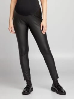 Legging Premamá Con Apliques De Piel Sintética - Negro -Zalaris Tienda legging premama con apliques de piel sintetica negro ajo80 1 frb2