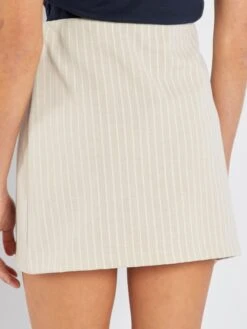 Minifalda Elástica A Rayas - BEIGERAYE -Zalaris Tienda minifalda elastica a rayas beigeraye ase65 1 frb3