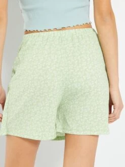 Minifalda Pantalón Con Estampado Floral Y Abertura - VERDE -Zalaris Tienda minifalda pantalon con estampado floral y abertura verde zq075 4 frb3