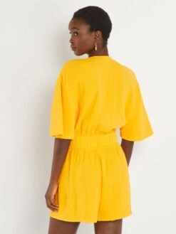 Mono Corto De Gasa De Algodón - Amarillo Anaranjado -Zalaris Tienda mono corto de gasa de algodon amarillo anaranjado zs698 1 frb3