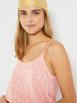 Mono Corto De Tirantes Vaporoso Estampado - ROSA -Zalaris Tienda mono corto de tirantes vaporoso estampado rosa zp451 3 frb3