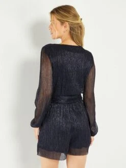 Mono Corto Plisado Brillante - LUR PÚRPURA -Zalaris Tienda mono corto plisado brillante lur purpura aun76 2 frb4