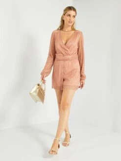 Mono Corto Plisado Brillante - ROSA