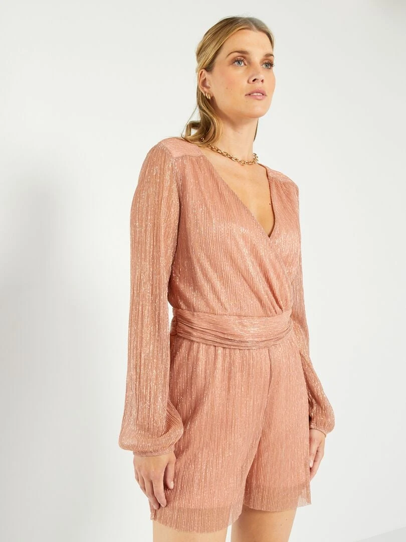 Mono Corto Plisado Brillante - ROSA 4 Mono Corto Plisado Brillante - ROSA - Imagen 2