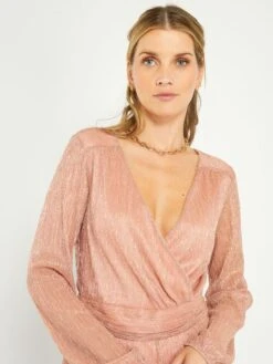 Mono Corto Plisado Brillante - ROSA 9 Mono Corto Plisado Brillante - ROSA -Zalaris Tienda mono corto plisado brillante rosa aun76 1 frb3