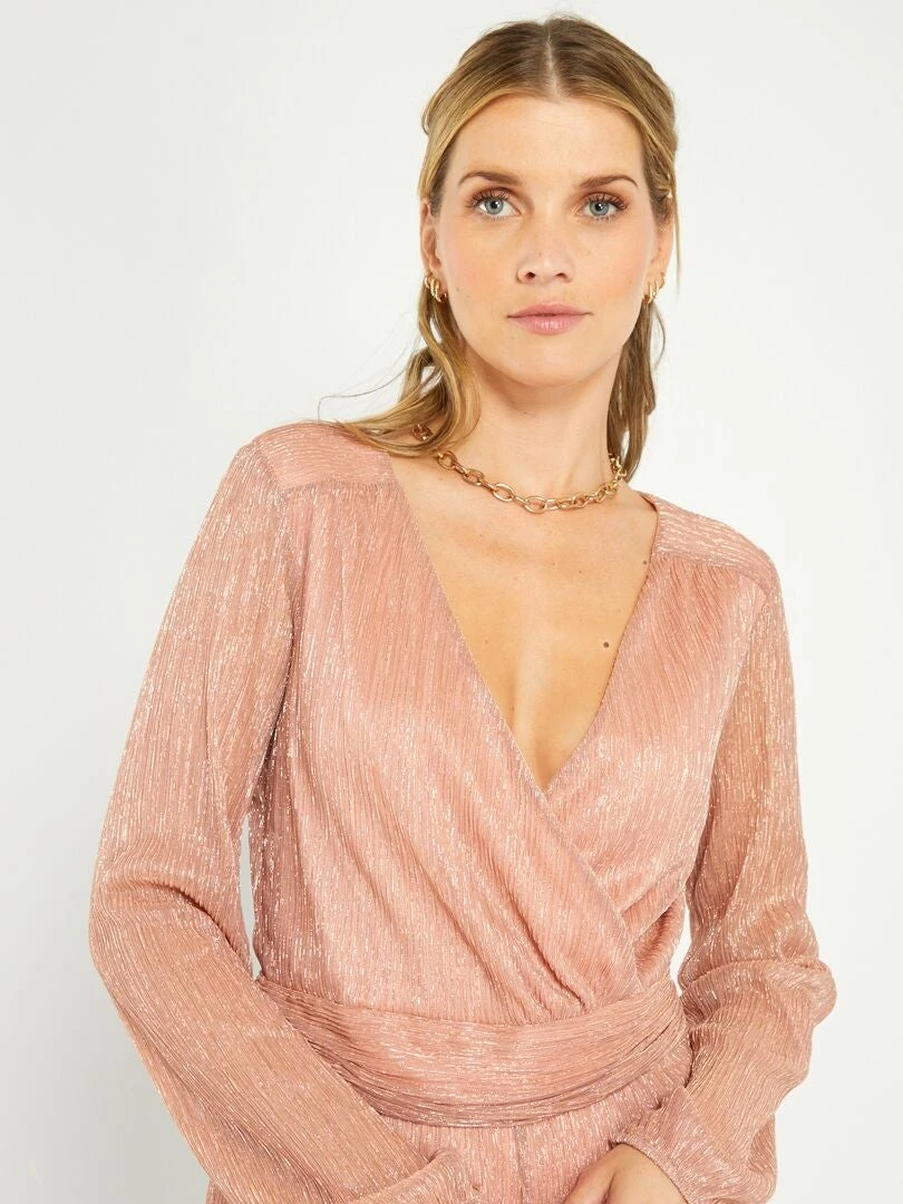 Mono Corto Plisado Brillante - ROSA 5 Mono Corto Plisado Brillante - ROSA - Imagen 3