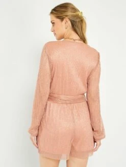 Mono Corto Plisado Brillante - ROSA 10 Mono Corto Plisado Brillante - ROSA -Zalaris Tienda mono corto plisado brillante rosa aun76 1 frb4