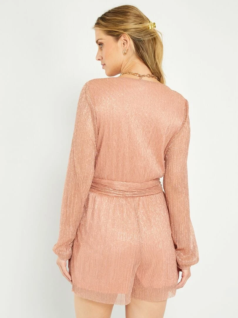 Mono Corto Plisado Brillante - ROSA 6 Mono Corto Plisado Brillante - ROSA - Imagen 4