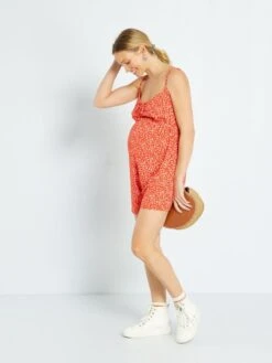 Mono Corto Premamá Con Estampado - ROJO