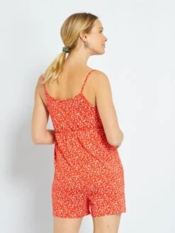 Mono Corto Premamá Con Estampado - ROJO -Zalaris Tienda mono corto premama con estampado rojo zr750 1 frb3