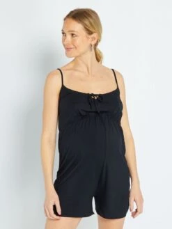 Mono Corto Premamá Vaporoso - Negro -Zalaris Tienda mono corto premama vaporoso negro zr750 2 frb4