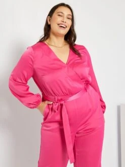 Mono Satinado Cuello De Pico - Rosa Indio -Zalaris Tienda mono satinado cuello de pico rosa indio zn839 1 frb2